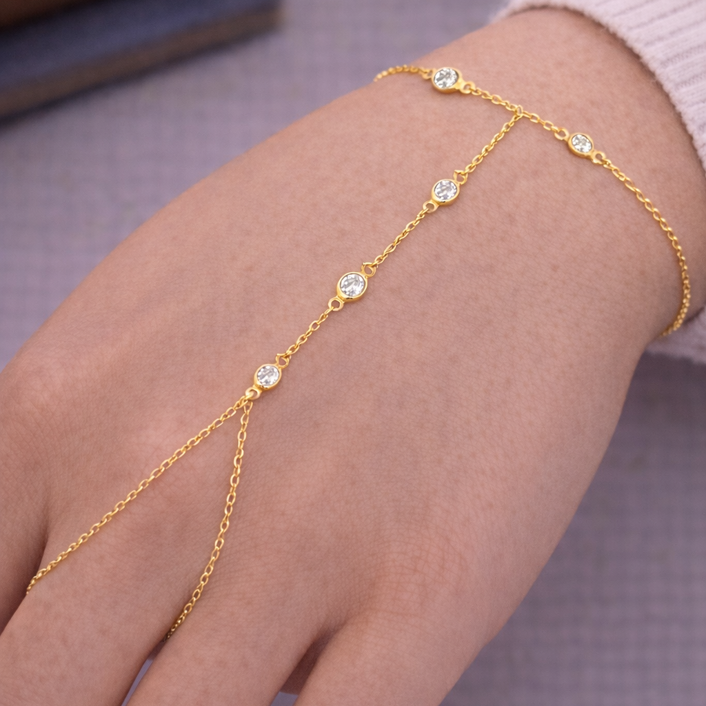 Bezeled Cubic Zirconia Handchain
