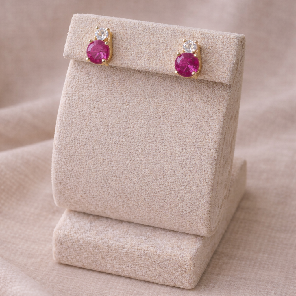 Rose Cubic Zirconia Duo Stud Earrings