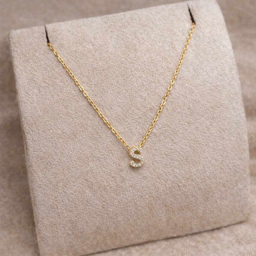 Cubic Zirconia Initial “S” Necklace