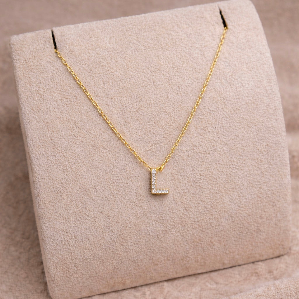 Cubic Zirconia Initial “L” Necklace