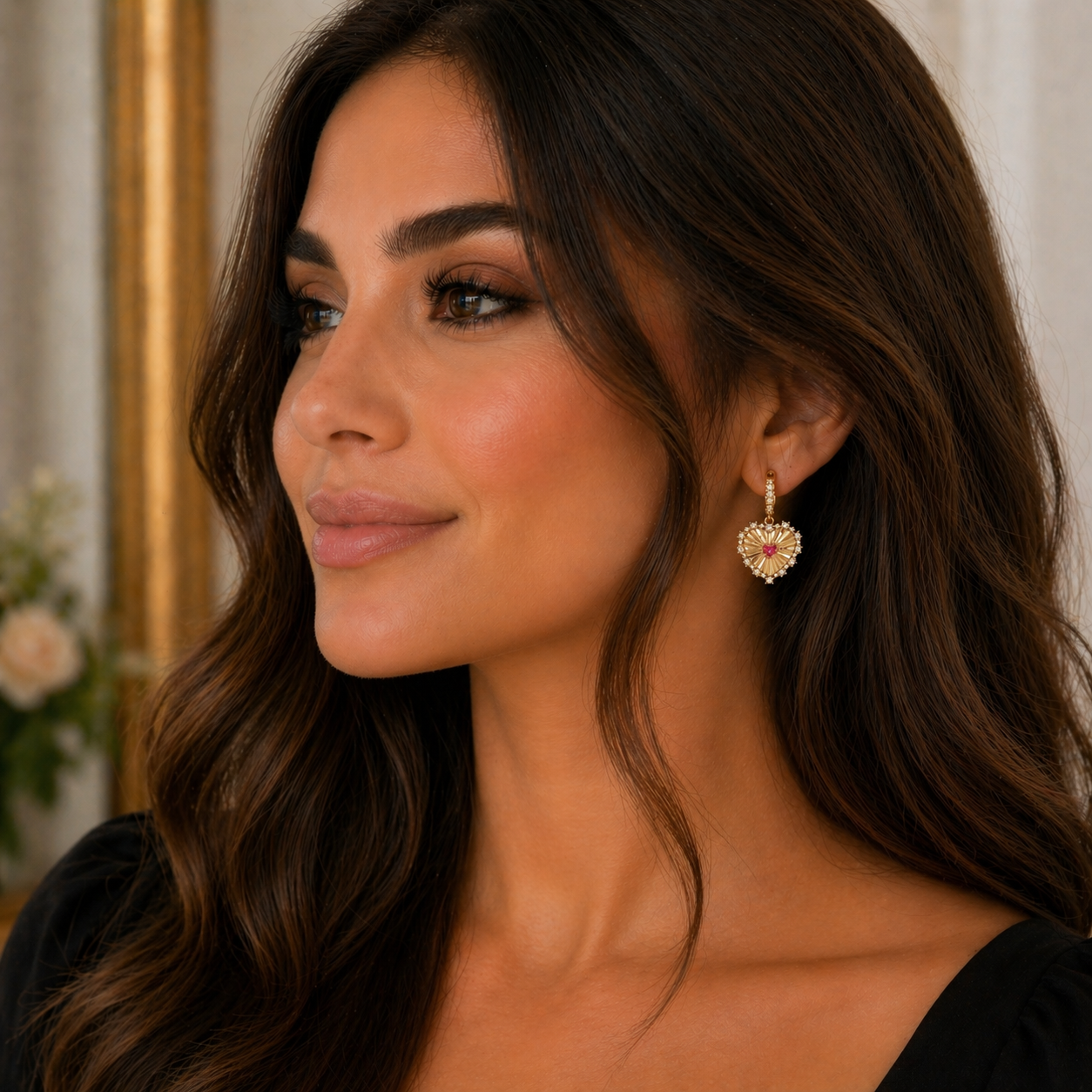 Dangling Heart Earrings Rose