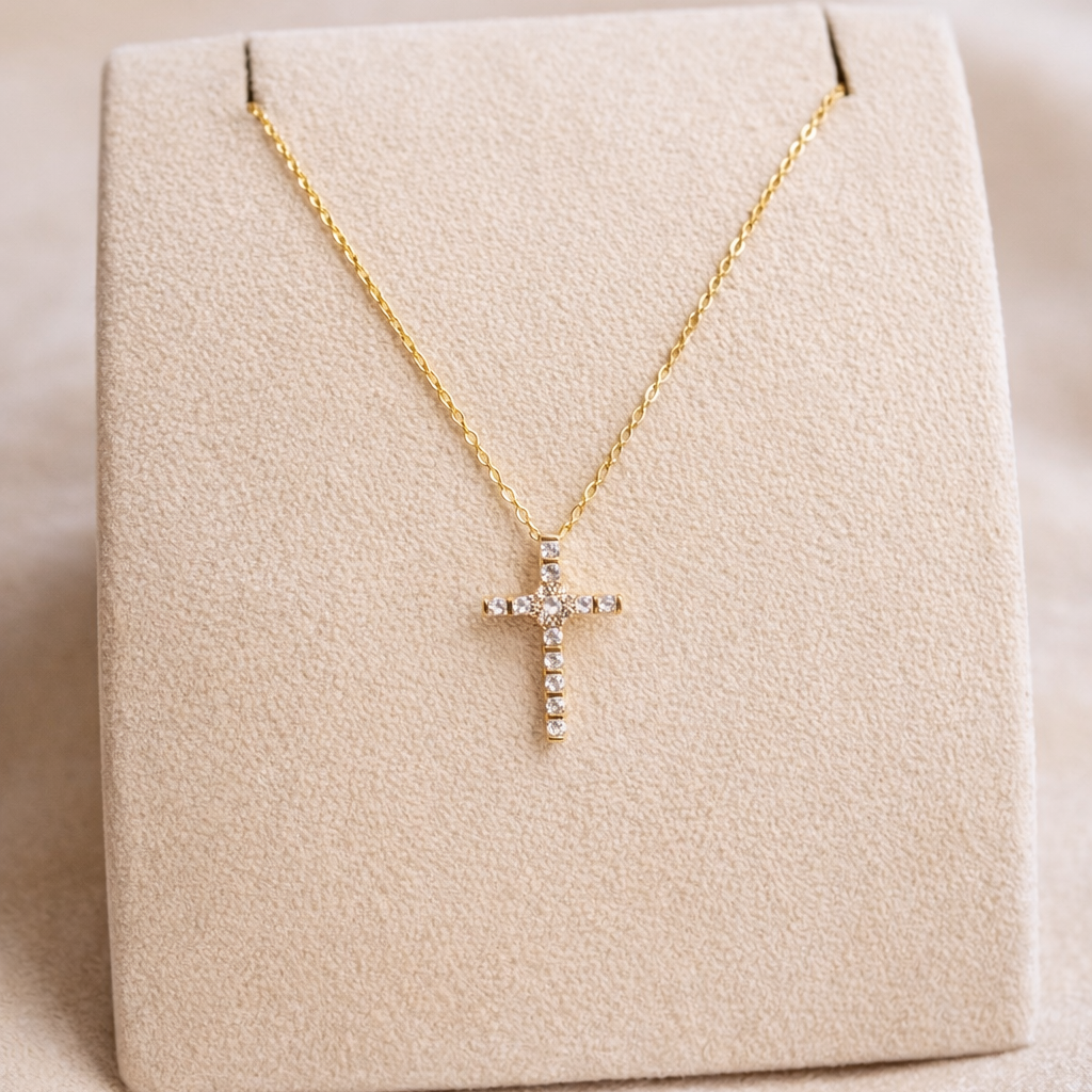 Large Cubic Zirconia Cross Necklace