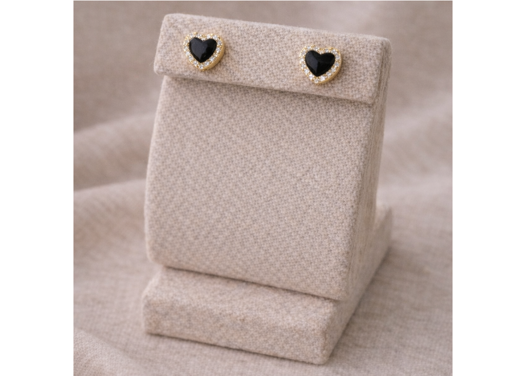 Black Heart Cubic Zirconia Stud Earrings