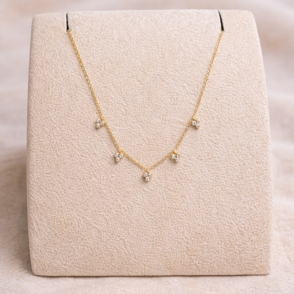 Trio Bezel Cubic Zirconia Dangling Necklace