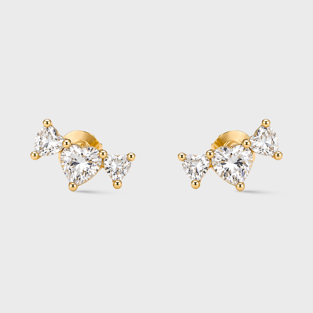 Heart Trio Stud Earrings