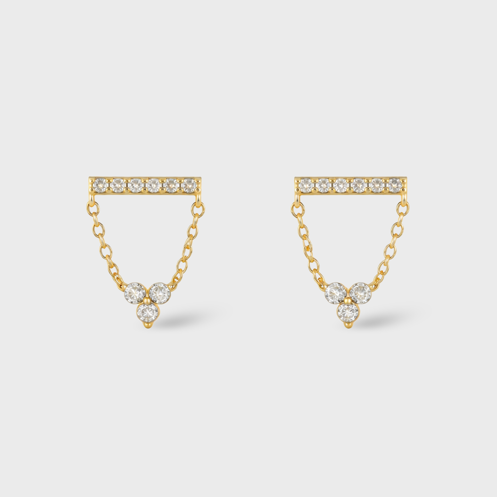 Clear Drop Chain Earrings