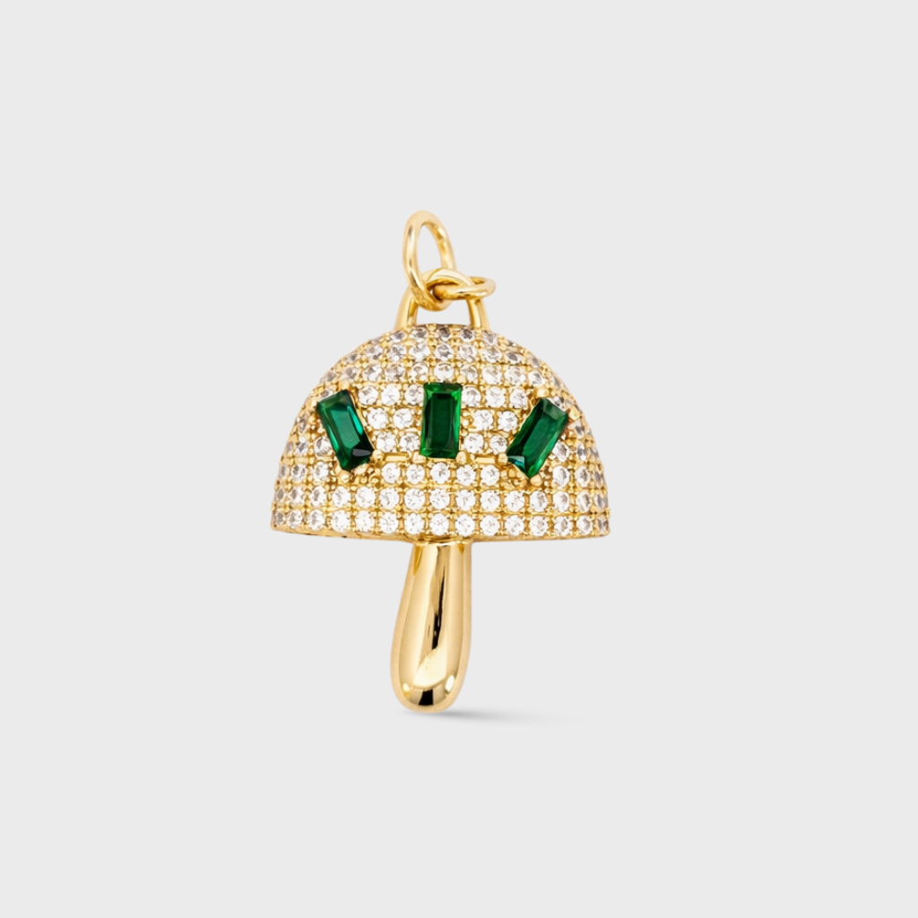 Mushroom with Green Cubic Zirconia