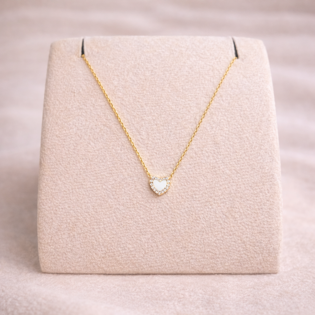 White Cubic Zirconia Heart Necklace