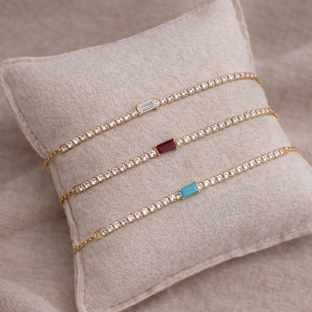 Blue Emerald-Cut Cubic Zirconia Tennis Bracelet
