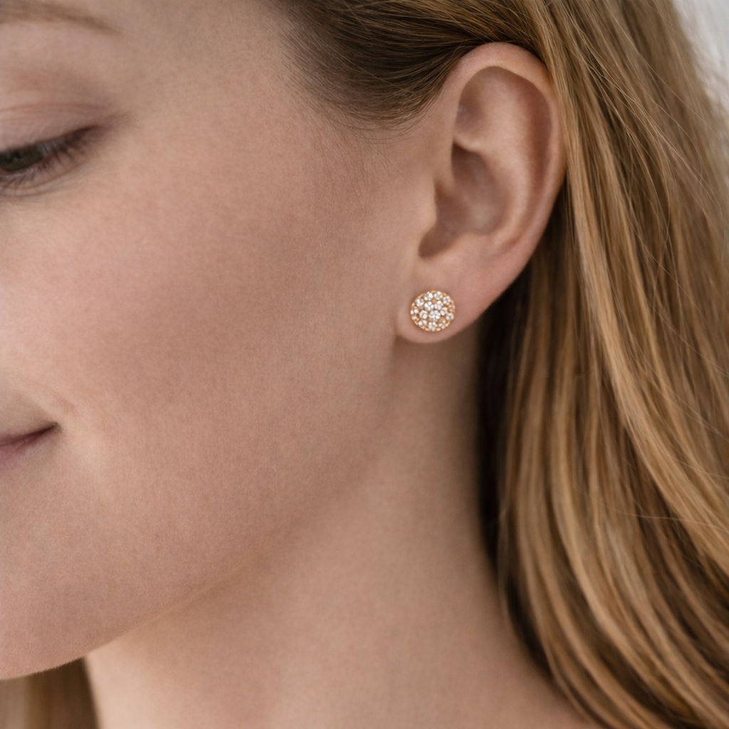 Pave Disc Stud Earrings