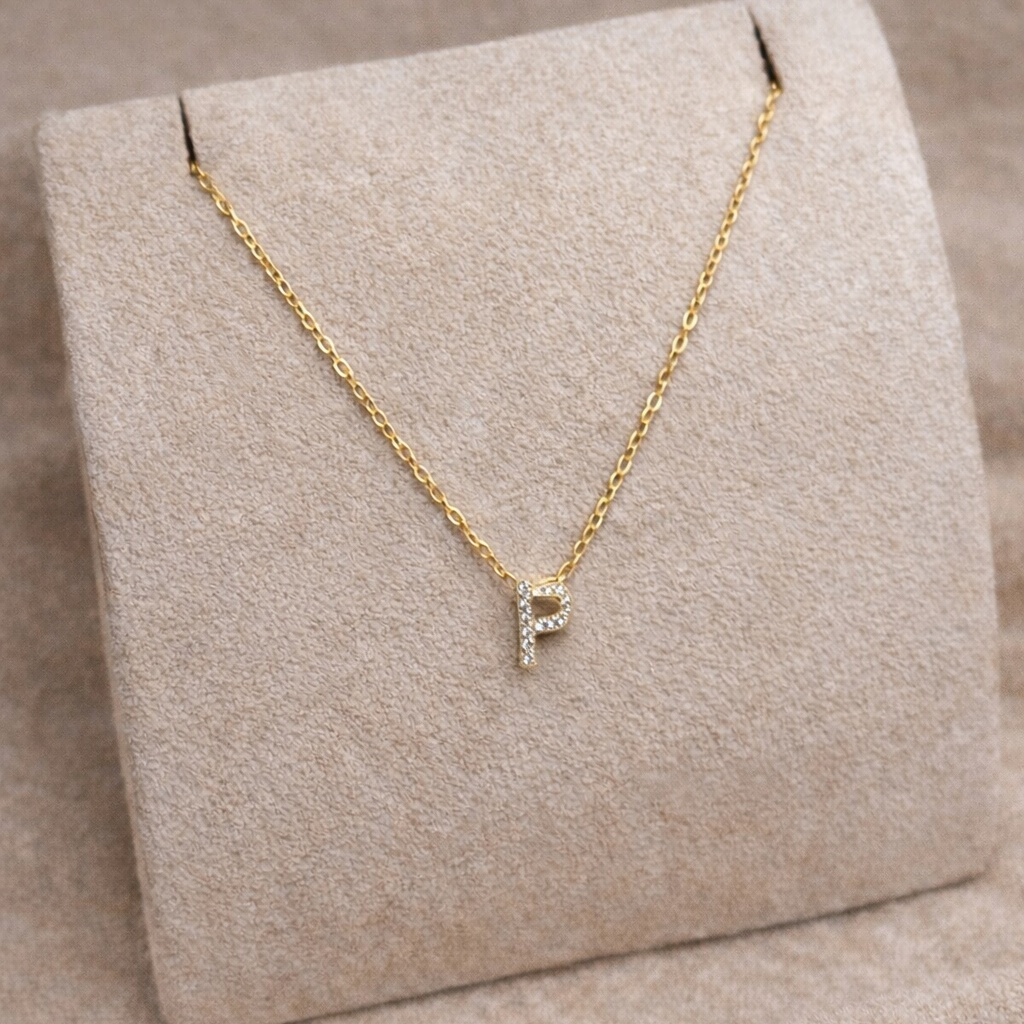 Cubic Zirconia Initial “P” Necklace
