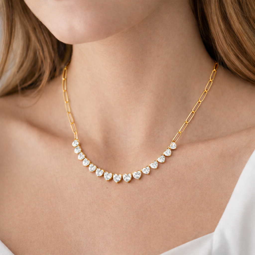 Heart Tennis Paperclip Necklace