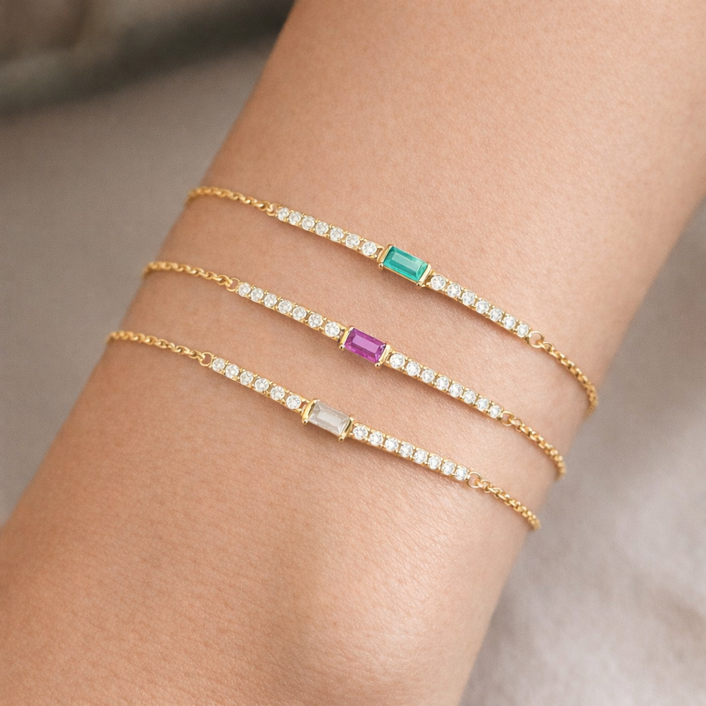 Blue Emerald-Cut Cubic Zirconia Tennis Bracelet