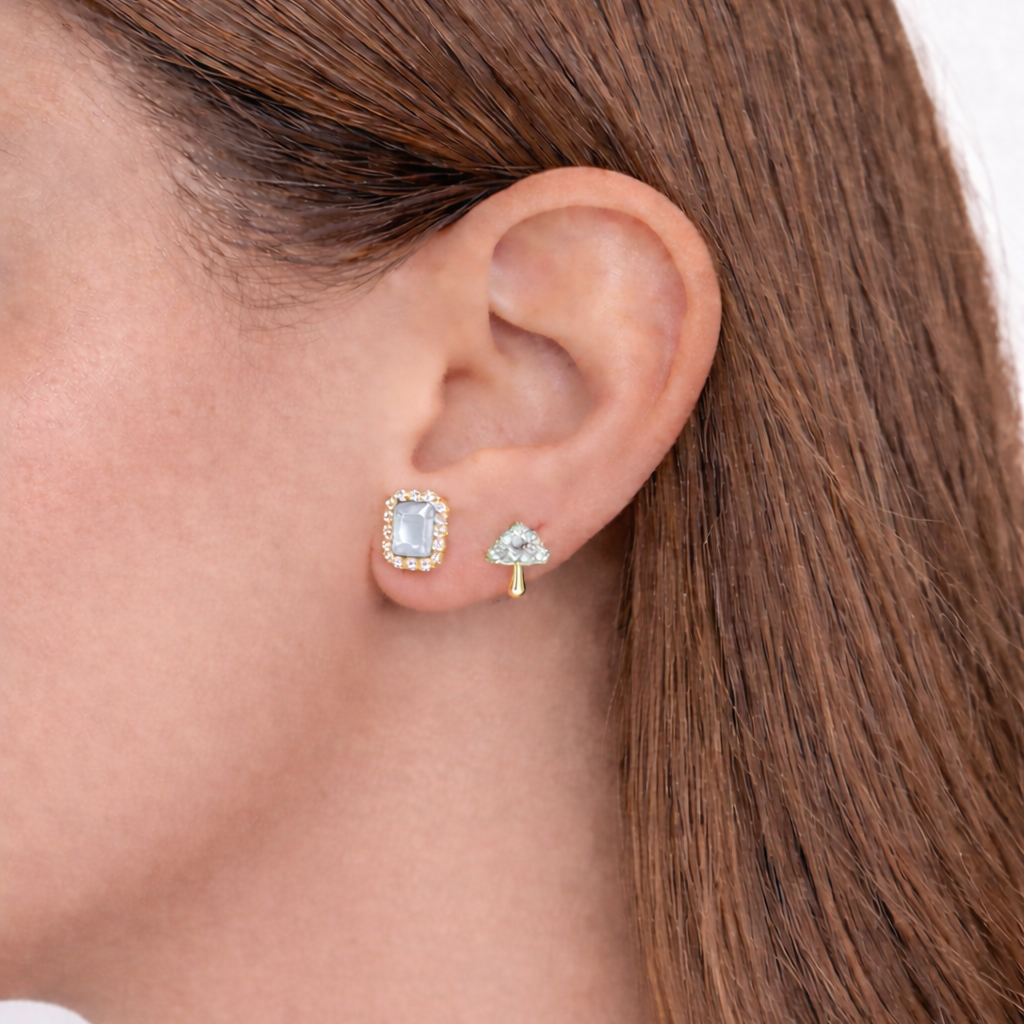 Cushion Halo Cubic Zirconia Stud Earring