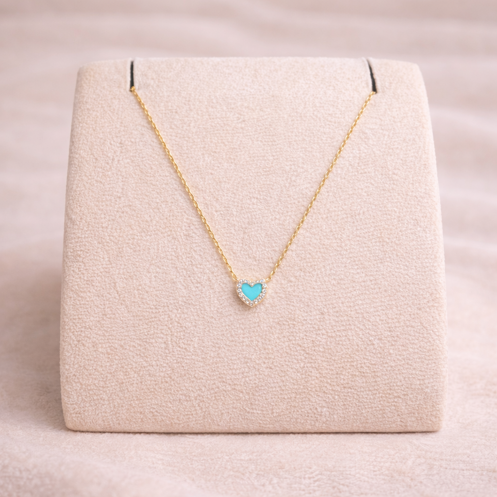 Blue Cubic Zirconia Heart Necklace