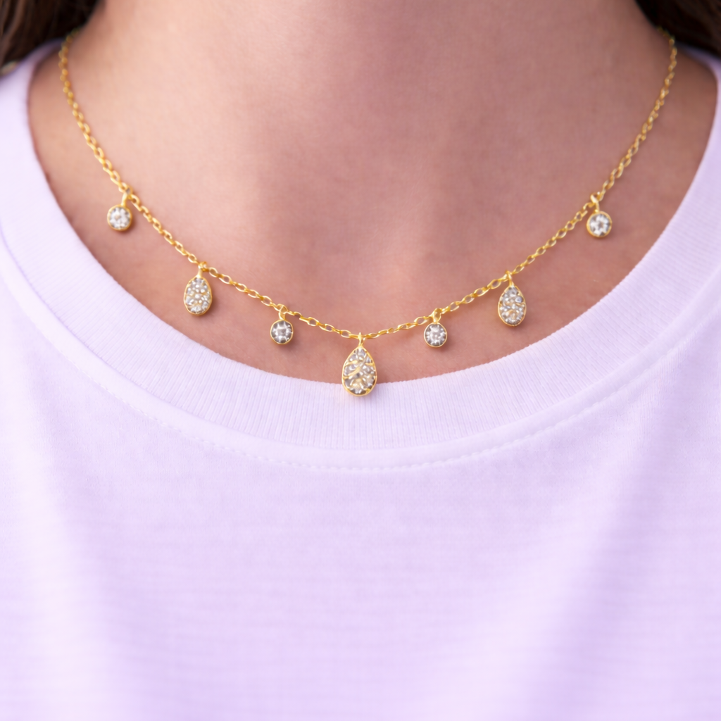 Cubic Zirconia Drop Necklace
