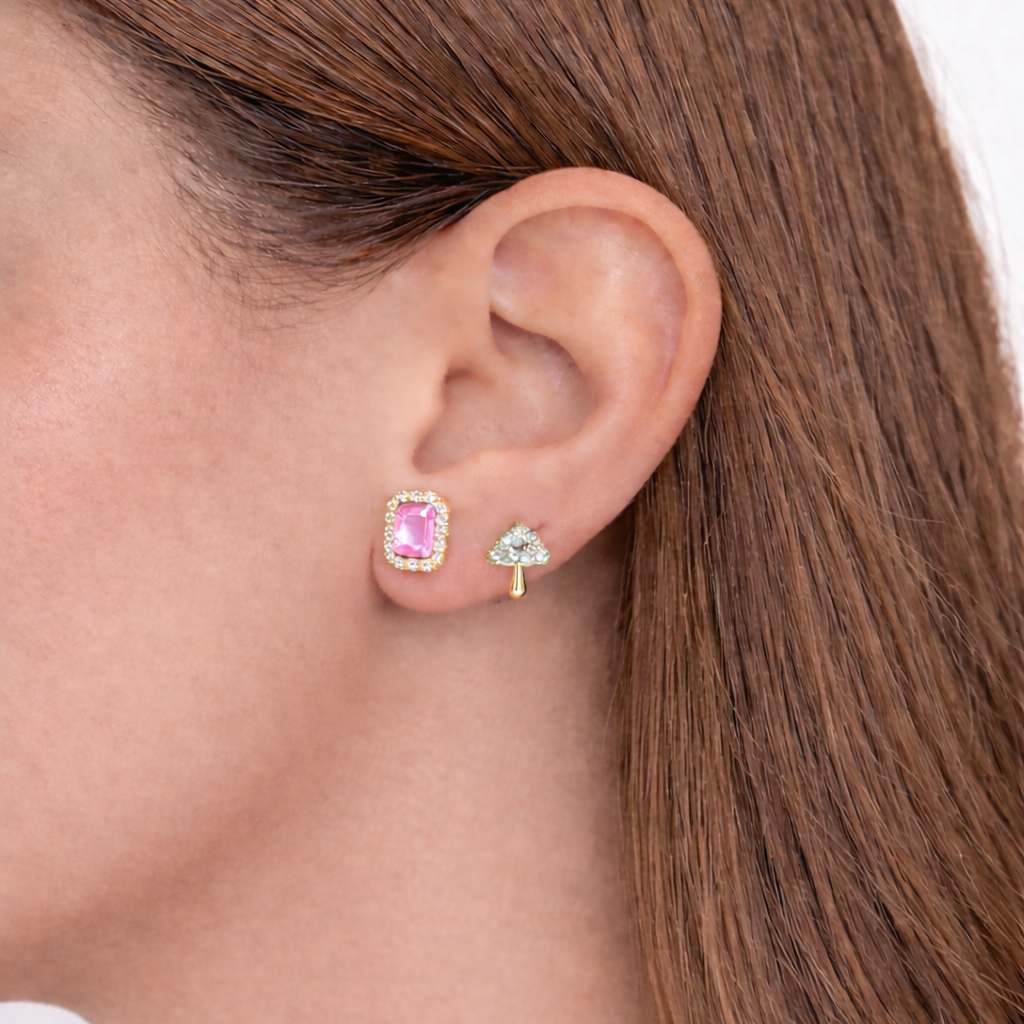 Rose Cubic Zirconia Stud Earrings