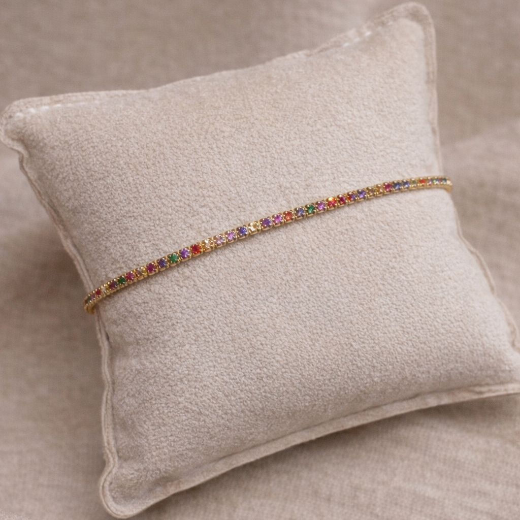 Rainbow Cubic Zirconia Tennis Bracelet
