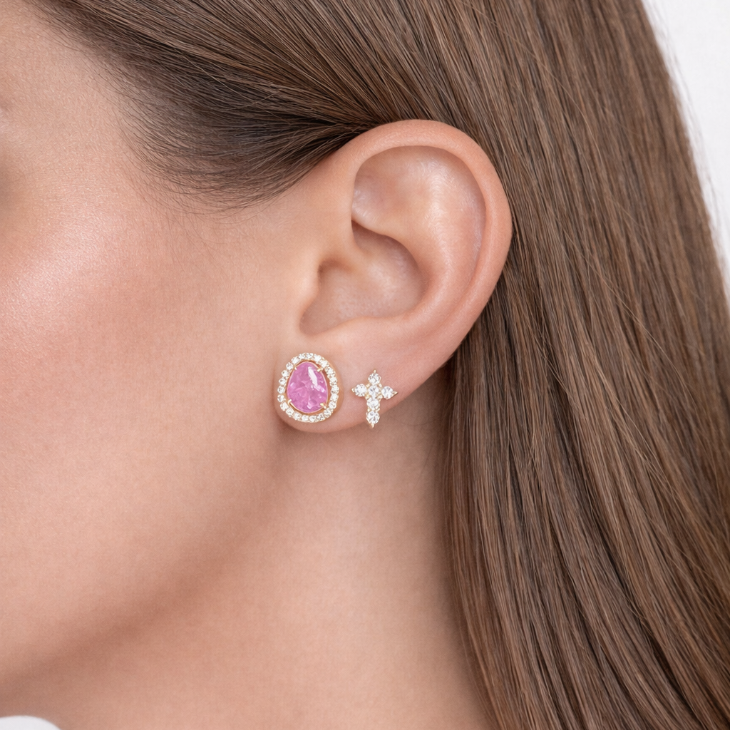 Clear Cross Studs