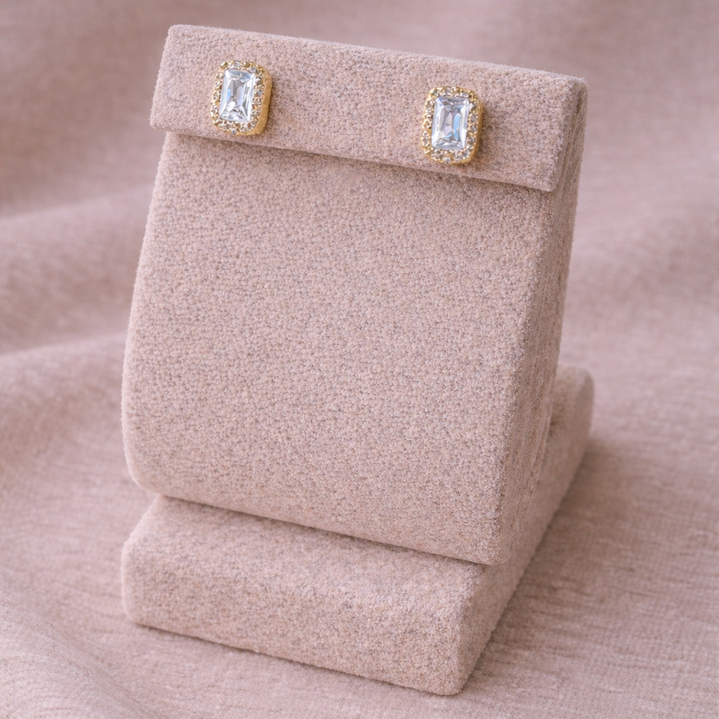 Cushion Halo Cubic Zirconia Stud Earring