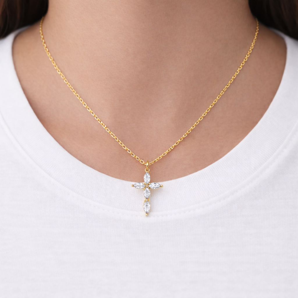 Cubic Zirconia Cross Necklace