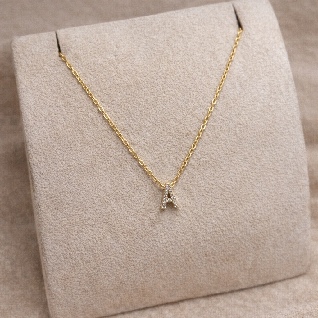 Cubic Zirconia Initial “A” Necklace