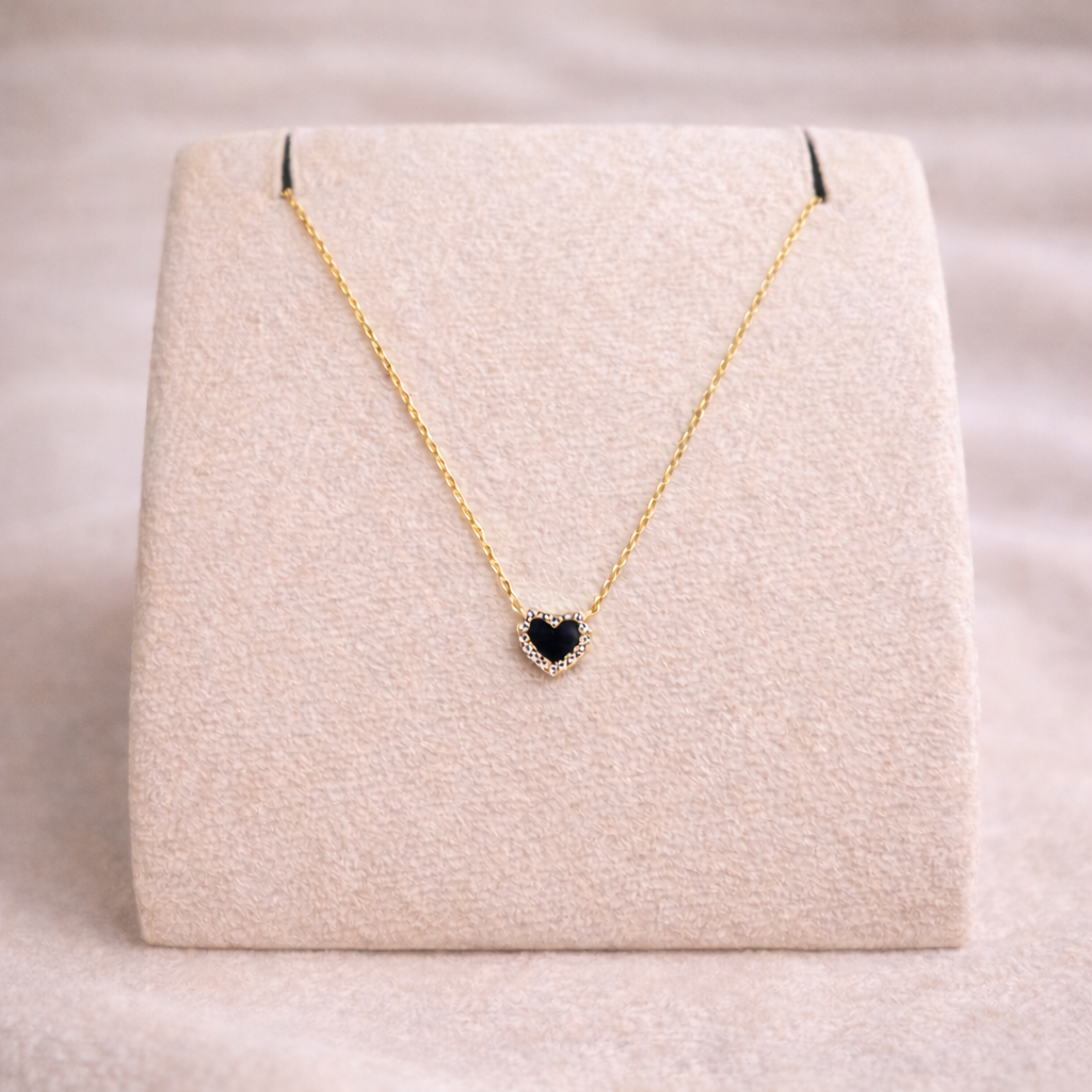 Black Cubic Zirconia Heart Necklace