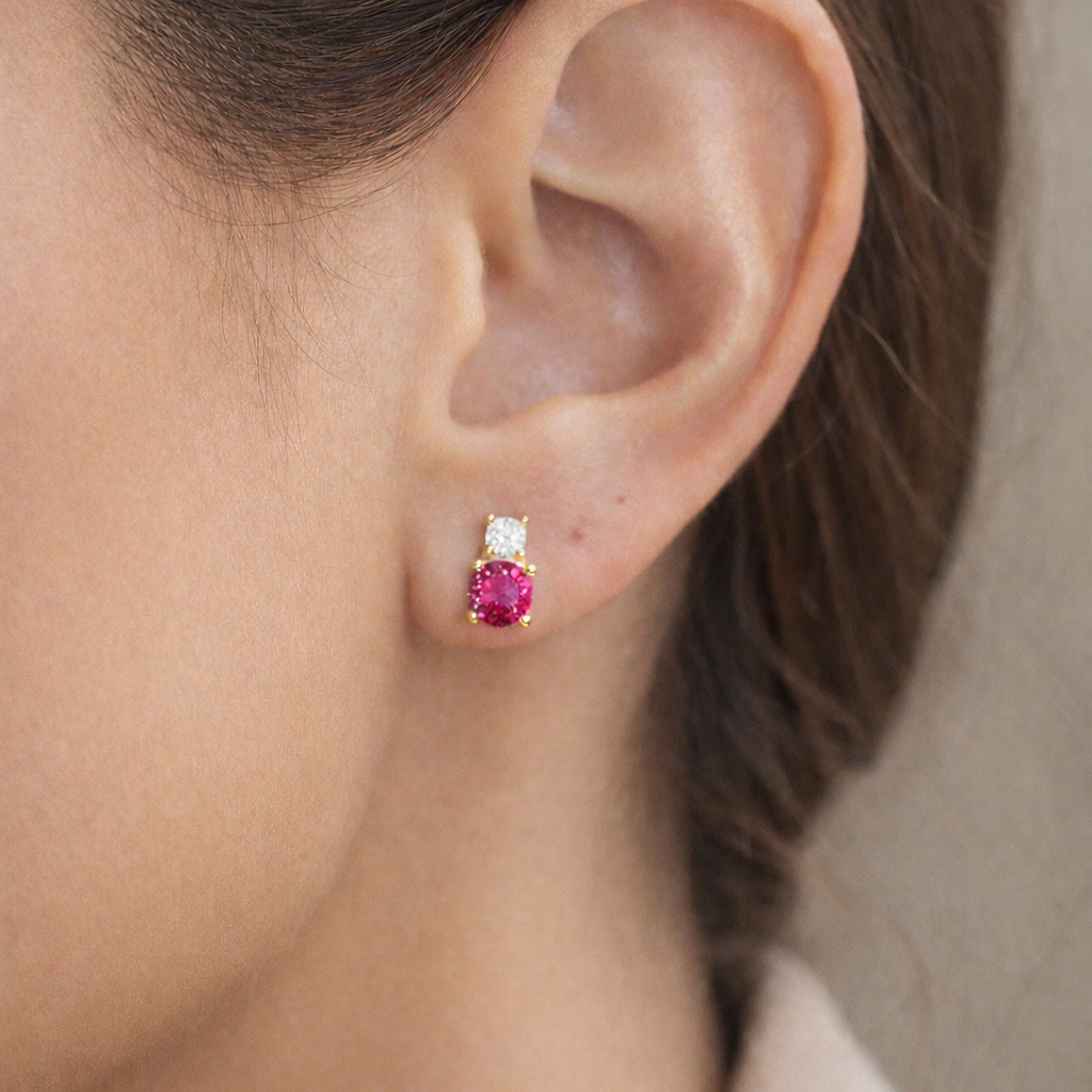 Rose Cubic Zirconia Duo Stud Earrings