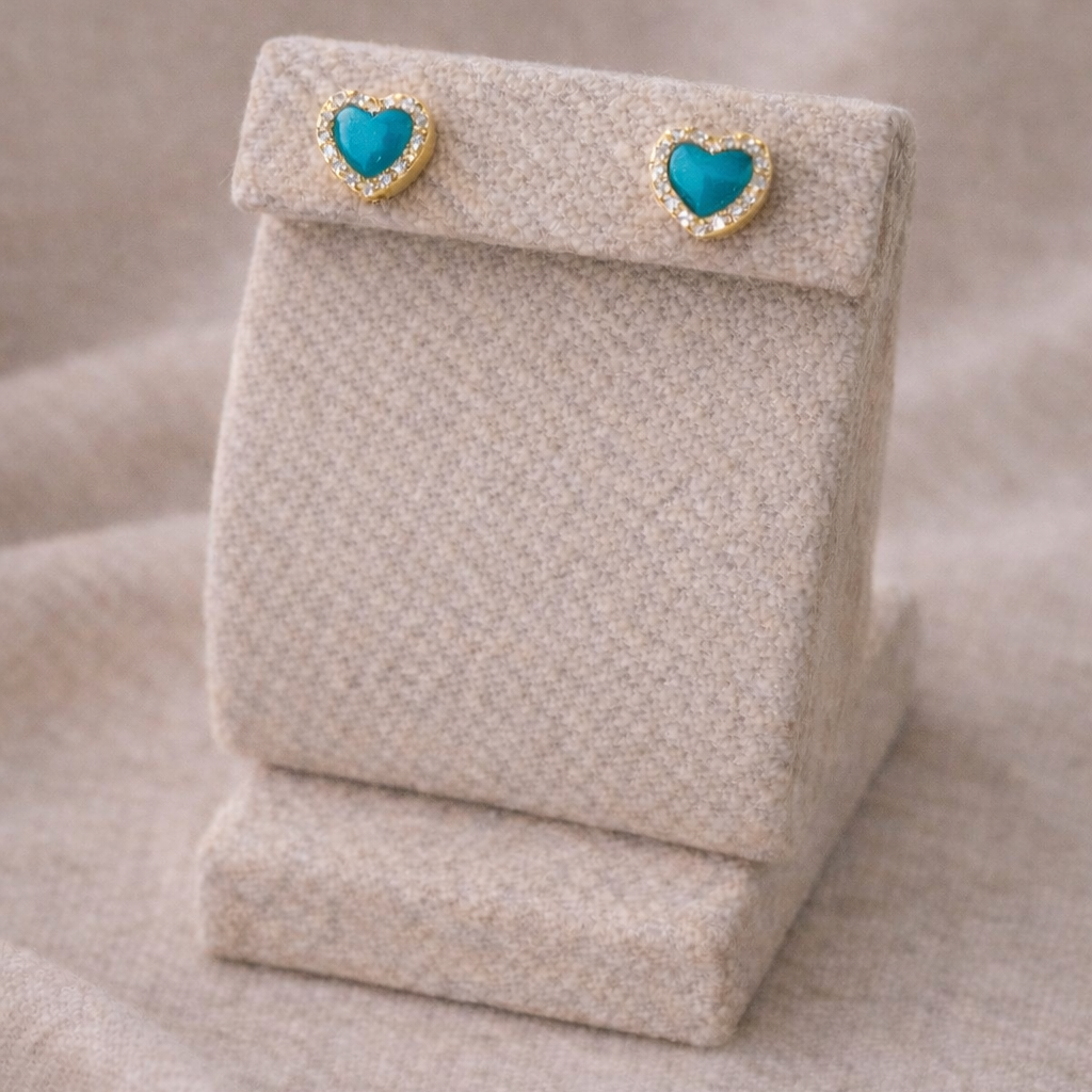 Blue Heart Cubic Zirconia Stud Earrings