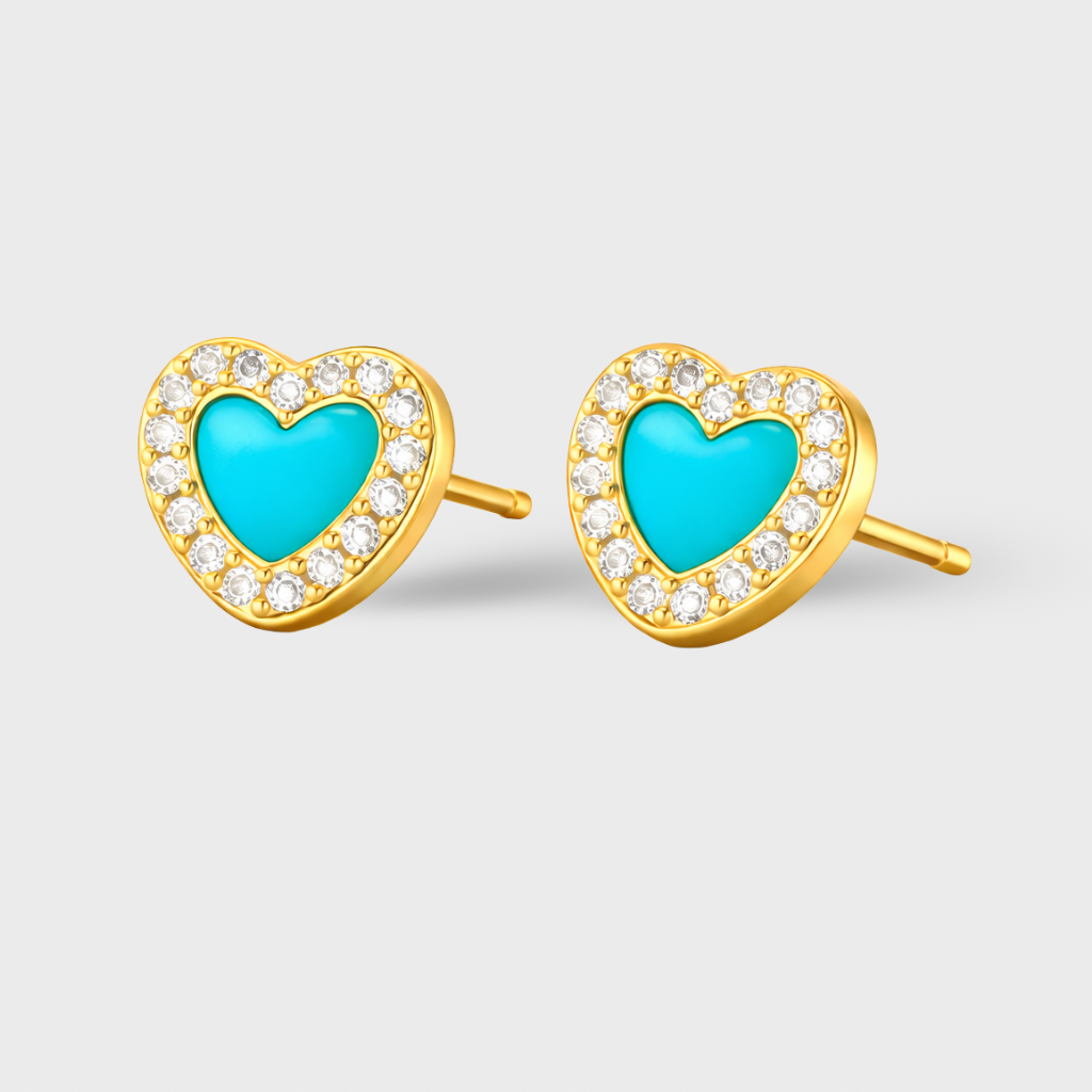 Blue Heart Cubic Zirconia Stud Earrings