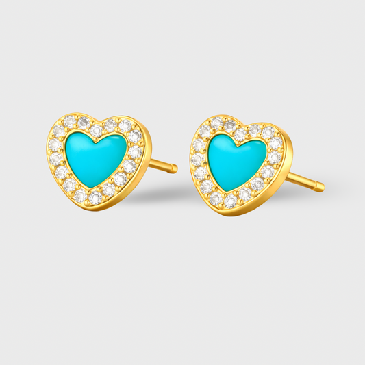 Blue Heart Cubic Zirconia Stud Earrings