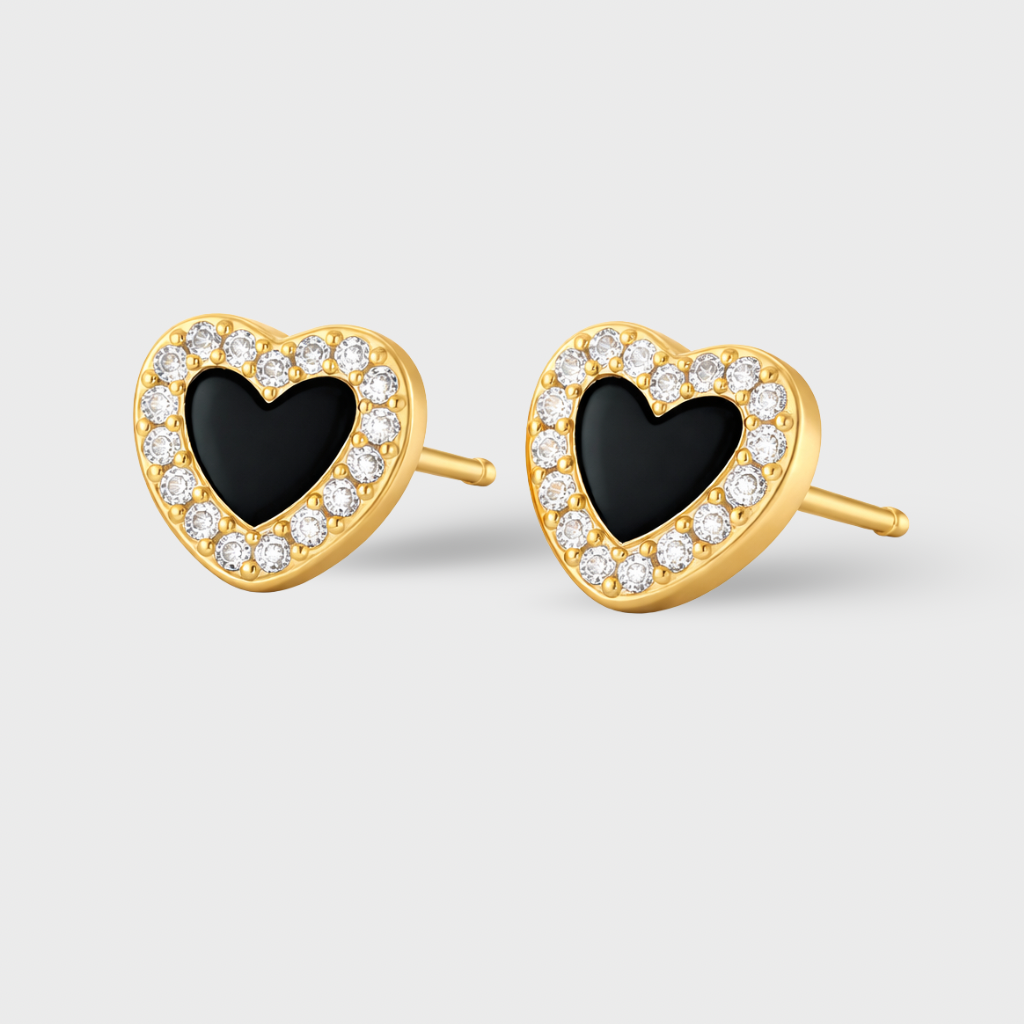 Black Heart Cubic Zirconia Stud Earrings