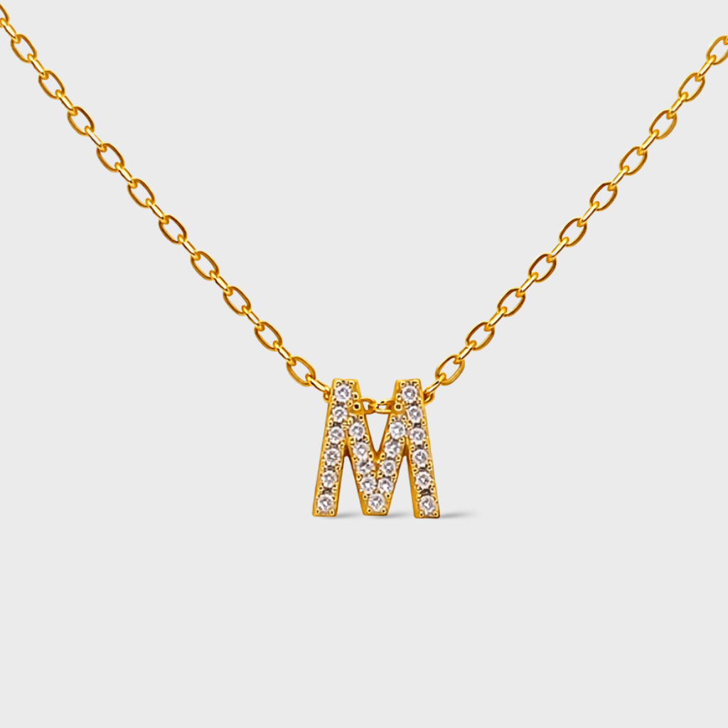 Cubic Zirconia Initial “M” Necklace