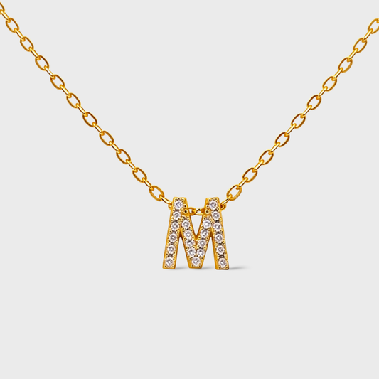 Cubic Zirconia Initial “M” Necklace