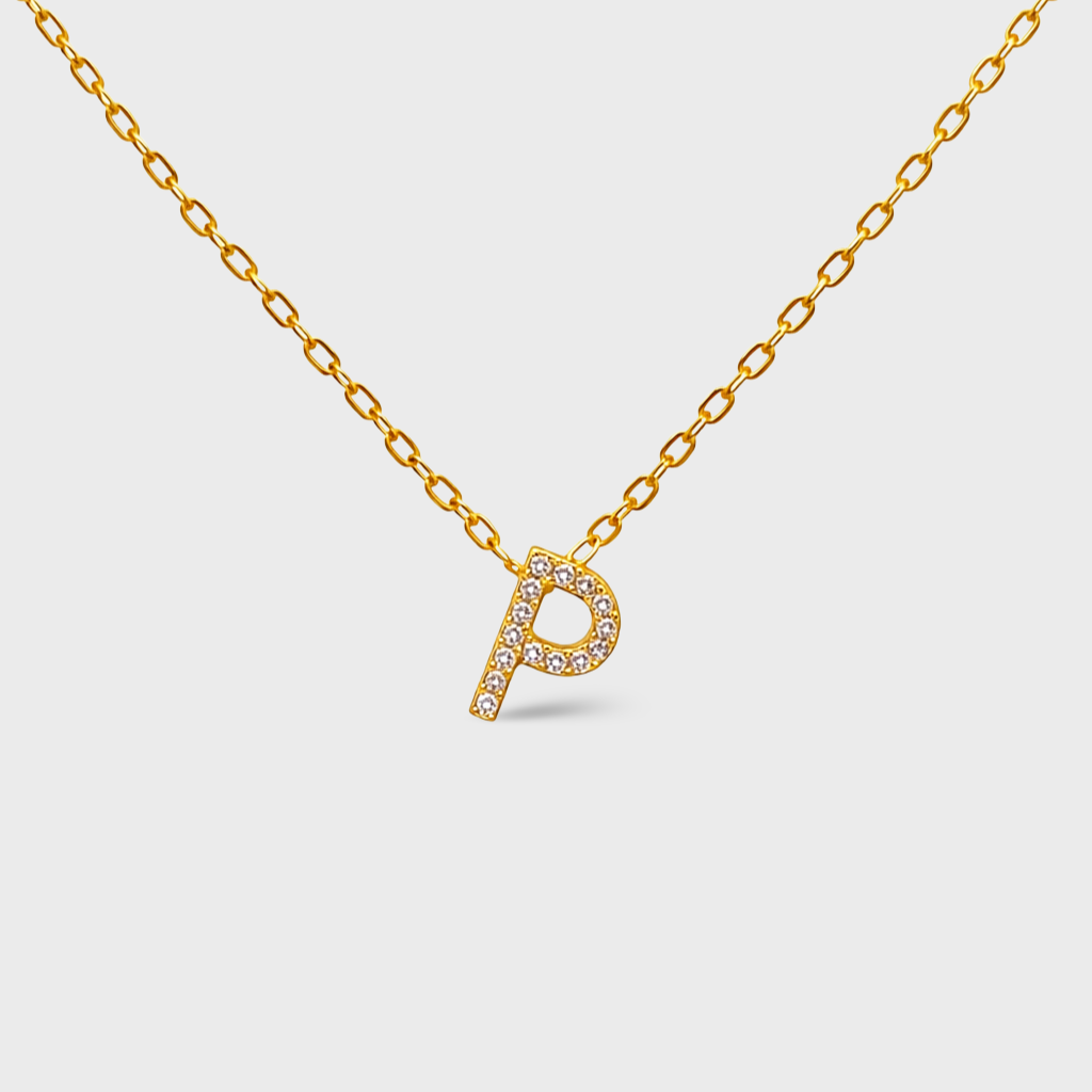 Cubic Zirconia Initial “P” Necklace
