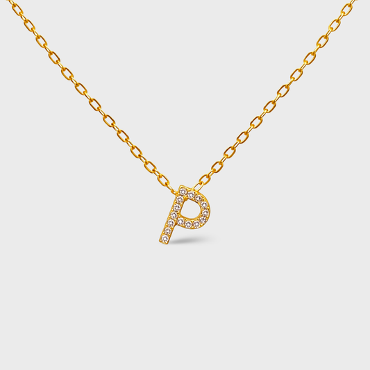Cubic Zirconia Initial “P” Necklace