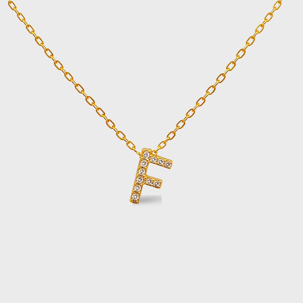 Cubic Zirconia Initial “F” Necklace
