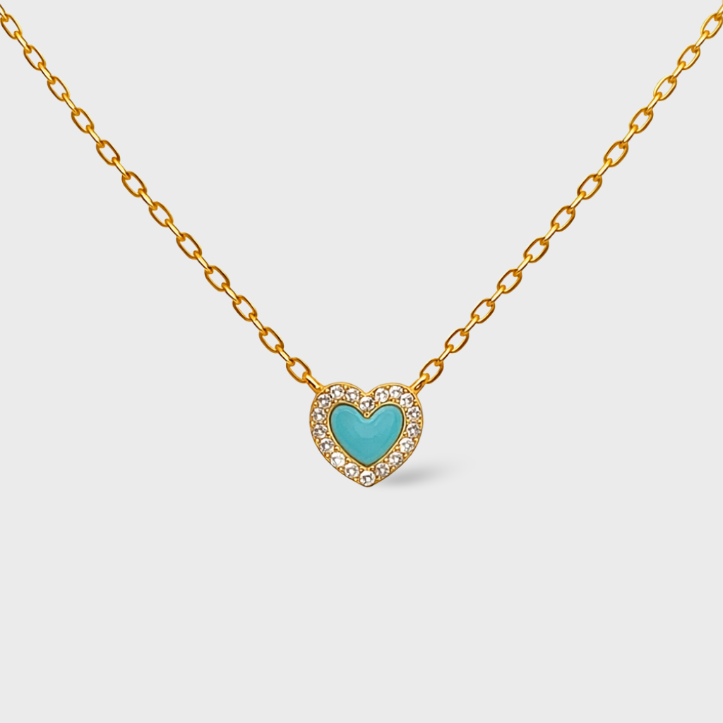 Blue Cubic Zirconia Heart Necklace