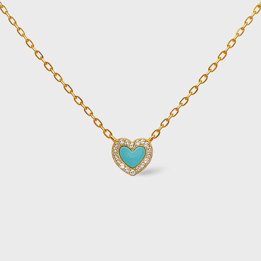 Blue Cubic Zirconia Heart Necklace