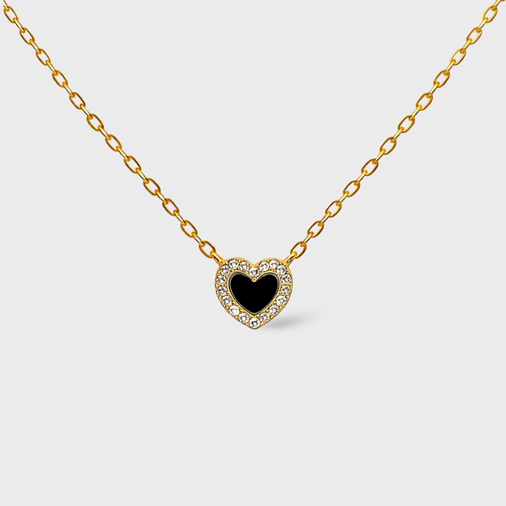 Black Cubic Zirconia Heart Necklace