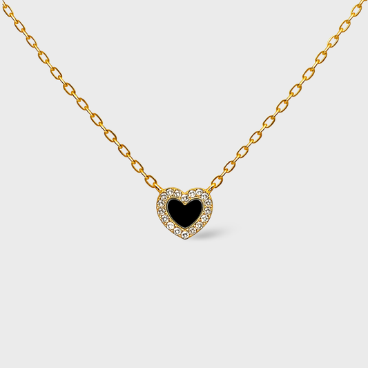 Black Cubic Zirconia Heart Necklace