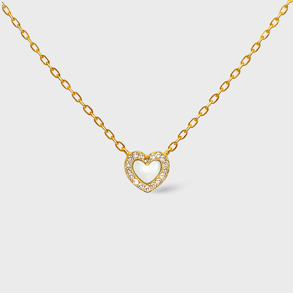White Cubic Zirconia Heart Necklace