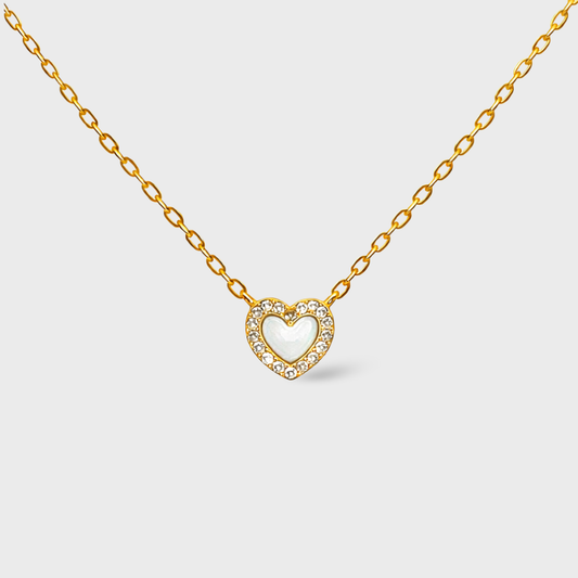 White Cubic Zirconia Heart Necklace