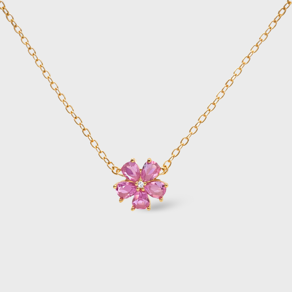 Rose Cubic Zirconia Flower Necklace