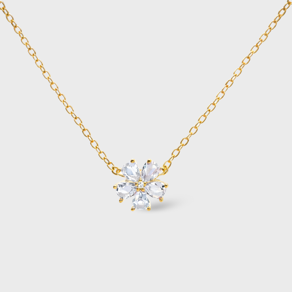 Clear Cubic Zirconia Flower Necklace
