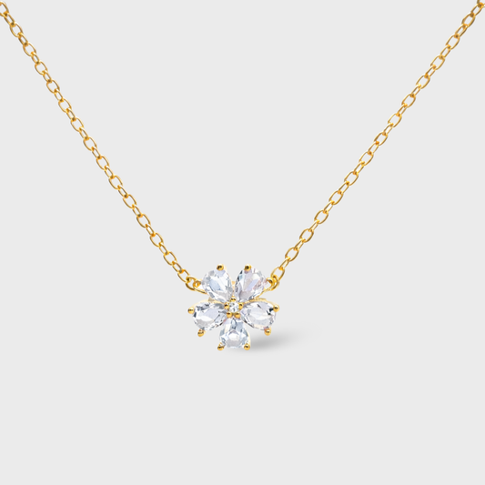 Clear Cubic Zirconia Flower Necklace