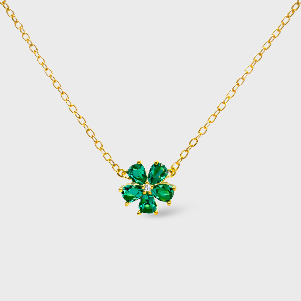 Green Cubic Zirconia Flower Necklace