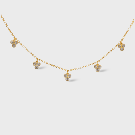 Trio Bezel Cubic Zirconia Dangling Necklace