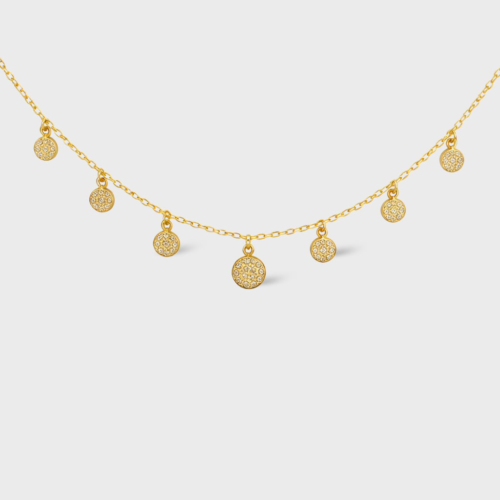 Dangling Cubic Zirconia Disc Necklace