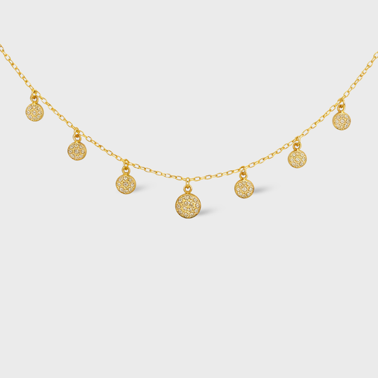 Dangling Cubic Zirconia Disc Necklace